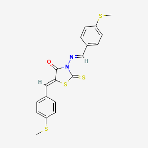 molecular formula C19H16N2OS4 B5526062 5-[4-(甲硫基)苄叉]-3-{[4-(甲硫基)苄叉]氨基}-2-硫代-1,3-噻唑烷-4-酮 