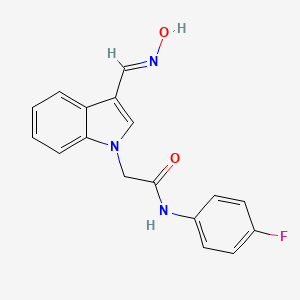 molecular formula C17H14FN3O2 B5526091 N-(4-氟苯基)-2-{3-[(羟基亚氨基)甲基]-1H-吲哚-1-基}乙酰胺 