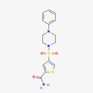 molecular formula C15H17N3O3S2 B5526119 4-[(4-苯基-1-哌嗪基)磺酰基]-2-噻吩甲酰胺 