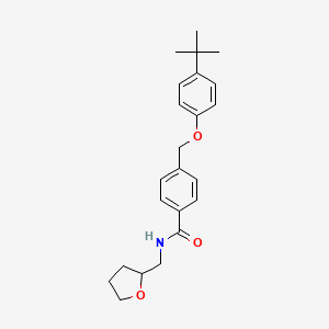 molecular formula C23H29NO3 B5526153 4-[(4-tert-butylphenoxy)methyl]-N-(tetrahydro-2-furanylmethyl)benzamide 