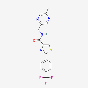 molecular formula C17H13F3N4OS B5526179 N-[(5-methyl-2-pyrazinyl)methyl]-2-[4-(trifluoromethyl)phenyl]-1,3-thiazole-4-carboxamide 