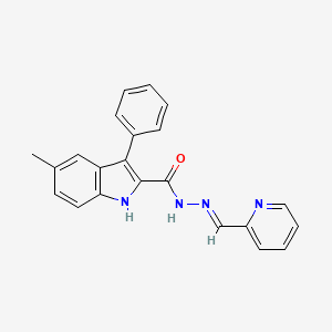molecular formula C22H18N4O B5526318 5-methyl-3-phenyl-N'-(2-pyridinylmethylene)-1H-indole-2-carbohydrazide 