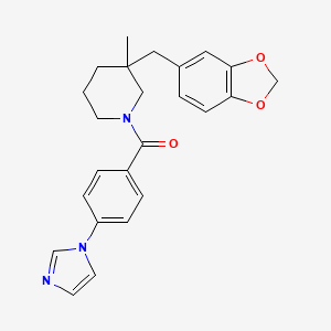 molecular formula C24H25N3O3 B5526324 3-(1,3-苯并二氧杂环-5-基甲基)-1-[4-(1H-咪唑-1-基)苯甲酰]-3-甲基哌啶 