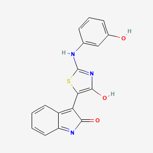 molecular formula C17H11N3O3S B5526329 3-[2-[(3-hydroxyphenyl)amino]-4-oxo-1,3-thiazol-5(4H)-ylidene]-1,3-dihydro-2H-indol-2-one 