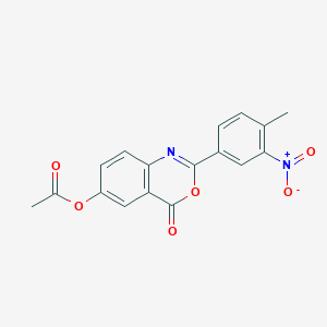 molecular formula C17H12N2O6 B5526336 2-(4-methyl-3-nitrophenyl)-4-oxo-4H-3,1-benzoxazin-6-yl acetate 