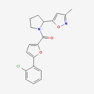 molecular formula C19H17ClN2O3 B5526342 5-{1-[5-(2-chlorophenyl)-2-furoyl]-2-pyrrolidinyl}-3-methylisoxazole 