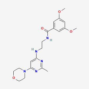 molecular formula C20H27N5O4 B5526343 3,5-dimethoxy-N-(2-{[2-methyl-6-(4-morpholinyl)-4-pyrimidinyl]amino}ethyl)benzamide 