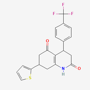 molecular formula C20H16F3NO2S B5526361 7-(2-thienyl)-4-[4-(trifluoromethyl)phenyl]-4,6,7,8-tetrahydro-2,5(1H,3H)-quinolinedione 