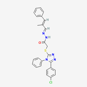 molecular formula C26H22ClN5OS B5526371 2-{[5-(4-chlorophenyl)-4-phenyl-4H-1,2,4-triazol-3-yl]thio}-N'-(2-methyl-3-phenyl-2-propen-1-ylidene)acetohydrazide 