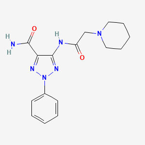 molecular formula C16H20N6O2 B5526379 2-phenyl-5-[(piperidin-1-ylacetyl)amino]-2H-1,2,3-triazole-4-carboxamide 