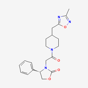 molecular formula C20H24N4O4 B5526395 (4S)-3-(2-{4-[(3-甲基-1,2,4-恶二唑-5-基)甲基]哌啶-1-基}-2-氧代乙基)-4-苯基-1,3-恶唑烷-2-酮 