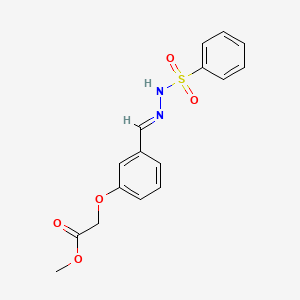 molecular formula C16H16N2O5S B5526410 methyl {3-[2-(phenylsulfonyl)carbonohydrazonoyl]phenoxy}acetate 