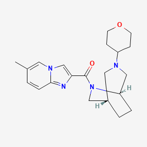 molecular formula C21H28N4O2 B5526417 6-甲基-2-{[(1S*,5R*)-3-(四氢-2H-吡喃-4-基)-3,6-二氮杂双环[3.2.2]壬-6-基]羰基}咪唑并[1,2-a]吡啶 