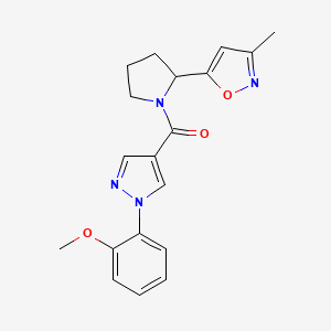molecular formula C19H20N4O3 B5526425 5-(1-{[1-(2-methoxyphenyl)-1H-pyrazol-4-yl]carbonyl}-2-pyrrolidinyl)-3-methylisoxazole 