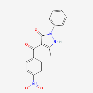 molecular formula C17H13N3O4 B5526447 4-[hydroxy(4-nitrophenyl)methylene]-5-methyl-2-phenyl-2,4-dihydro-3H-pyrazol-3-one 
