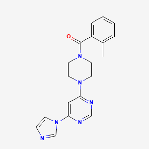 molecular formula C19H20N6O B5526475 4-(1H-imidazol-1-yl)-6-[4-(2-methylbenzoyl)-1-piperazinyl]pyrimidine 