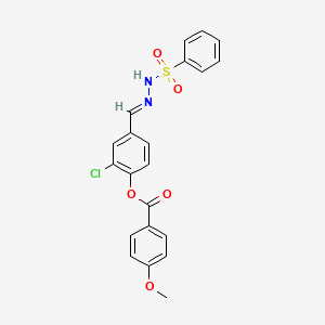 molecular formula C21H17ClN2O5S B5526483 2-氯-4-[2-(苯磺酰)碳酰肼酰基]苯基 4-甲氧基苯甲酸酯 