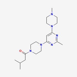 molecular formula C19H32N6O B5526528 2-methyl-4-[4-(3-methylbutanoyl)-1-piperazinyl]-6-(4-methyl-1-piperazinyl)pyrimidine 