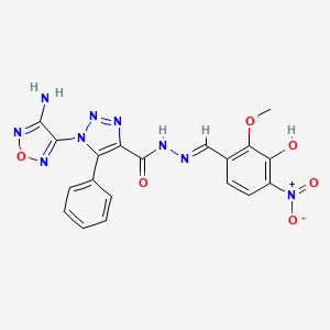 molecular formula C19H15N9O6 B5526563 1-(4-氨基-1,2,5-恶二唑-3-基)-N'-(3-羟基-2-甲氧基-4-硝基苄叉)-5-苯基-1H-1,2,3-三唑-4-碳酰肼 