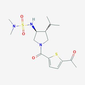 molecular formula C16H25N3O4S2 B5526591 N'-{(3S*,4R*)-1-[(5-乙酰基-2-噻吩基)羰基]-4-异丙基-3-吡咯烷基}-N,N-二甲基氨磺酰胺 