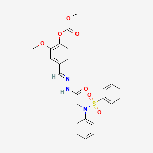 molecular formula C24H23N3O7S B5526600 2-甲氧基-4-(2-{[苯基(苯磺酰)氨基]乙酰}碳酰肼基)苯基甲基碳酸酯 