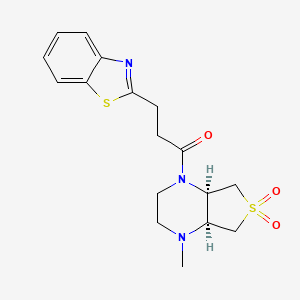 molecular formula C17H21N3O3S2 B5526636 (4aS*,7aR*)-1-[3-(1,3-benzothiazol-2-yl)propanoyl]-4-methyloctahydrothieno[3,4-b]pyrazine 6,6-dioxide 