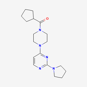molecular formula C18H27N5O B5526640 4-[4-(cyclopentylcarbonyl)-1-piperazinyl]-2-(1-pyrrolidinyl)pyrimidine 
