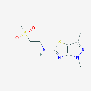 molecular formula C10H16N4O2S2 B5526645 N-[2-(ethylsulfonyl)ethyl]-1,3-dimethyl-1H-pyrazolo[3,4-d][1,3]thiazol-5-amine 