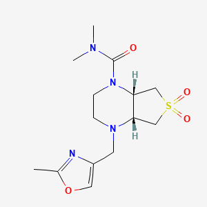 molecular formula C14H22N4O4S B5526671 (4aR*,7aS*)-N,N-二甲基-4-[(2-甲基-1,3-恶唑-4-基)甲基]六氢噻吩并[3,4-b]吡嗪-1(2H)-甲酰胺 6,6-二氧化物 