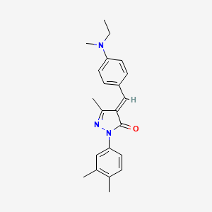 molecular formula C22H25N3O B5526673 2-(3,4-dimethylphenyl)-4-{4-[ethyl(methyl)amino]benzylidene}-5-methyl-2,4-dihydro-3H-pyrazol-3-one 