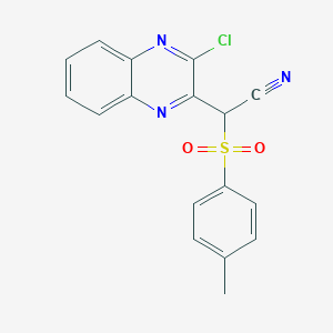 molecular formula C17H12ClN3O2S B055267 (3-氯喹喔啉-2-基)-(甲苯-4-磺酰基)-乙腈 CAS No. 121512-59-2