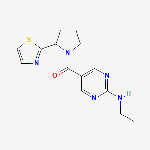 molecular formula C14H17N5OS B5526734 N-ethyl-5-{[2-(1,3-thiazol-2-yl)-1-pyrrolidinyl]carbonyl}-2-pyrimidinamine 
