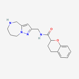 molecular formula C18H22N4O2 B5526746 N-(5,6,7,8-tetrahydro-4H-pyrazolo[1,5-a][1,4]diazepin-2-ylmethyl)-2-chromanecarboxamide hydrochloride 