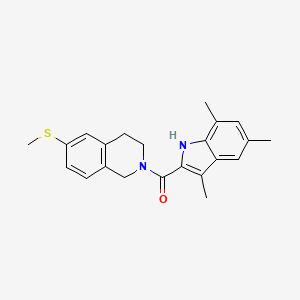 molecular formula C22H24N2OS B5526789 6-(甲硫基)-2-[(3,5,7-三甲基-1H-吲哚-2-基)羰基]-1,2,3,4-四氢异喹啉 