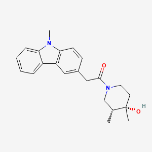 molecular formula C22H26N2O2 B5526810 (3R*,4S*)-3,4-dimethyl-1-[(9-methyl-9H-carbazol-3-yl)acetyl]piperidin-4-ol 