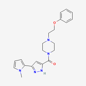molecular formula C21H25N5O2 B5526845 1-{[3-(1-methyl-1H-pyrrol-2-yl)-1H-pyrazol-5-yl]carbonyl}-4-(2-phenoxyethyl)piperazine 