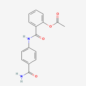 molecular formula C16H14N2O4 B5526855 2-({[4-(aminocarbonyl)phenyl]amino}carbonyl)phenyl acetate 