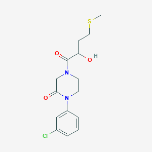 molecular formula C15H19ClN2O3S B5526867 1-(3-chlorophenyl)-4-[2-hydroxy-4-(methylthio)butanoyl]-2-piperazinone 