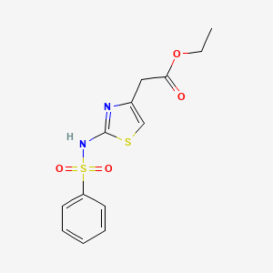 molecular formula C13H14N2O4S2 B5526952 ethyl {2-[(phenylsulfonyl)amino]-1,3-thiazol-4-yl}acetate CAS No. 62557-35-1