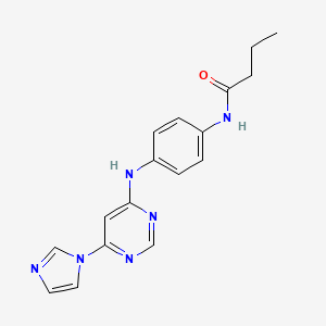 molecular formula C17H18N6O B5527004 N-(4-{[6-(1H-咪唑-1-基)-4-嘧啶基]氨基}苯基)丁酰胺 