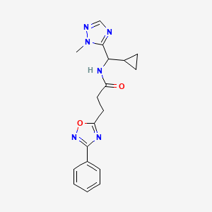 molecular formula C18H20N6O2 B5527059 N-[cyclopropyl(1-methyl-1H-1,2,4-triazol-5-yl)methyl]-3-(3-phenyl-1,2,4-oxadiazol-5-yl)propanamide 