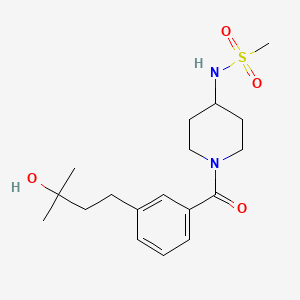 molecular formula C18H28N2O4S B5527063 N-{1-[3-(3-羟基-3-甲基丁基)苯甲酰]-4-哌啶基}甲磺酰胺 