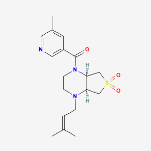 molecular formula C18H25N3O3S B5527087 (4aR*,7aS*)-1-(3-methyl-2-buten-1-yl)-4-[(5-methyl-3-pyridinyl)carbonyl]octahydrothieno[3,4-b]pyrazine 6,6-dioxide 
