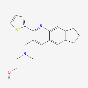 molecular formula C20H22N2OS B5527110 2-(methyl{[2-(2-thienyl)-7,8-dihydro-6H-cyclopenta[g]quinolin-3-yl]methyl}amino)ethanol 