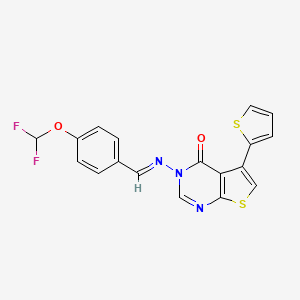 molecular formula C18H11F2N3O2S2 B5527152 3-{[4-(difluoromethoxy)benzylidene]amino}-5-(2-thienyl)thieno[2,3-d]pyrimidin-4(3H)-one 