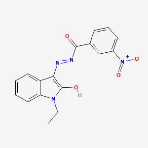molecular formula C17H14N4O4 B5527182 N'-(1-ethyl-2-oxo-1,2-dihydro-3H-indol-3-ylidene)-3-nitrobenzohydrazide 