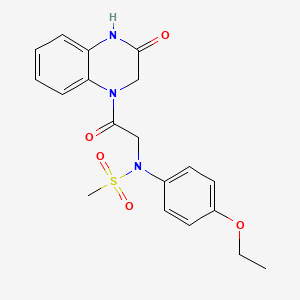 molecular formula C19H21N3O5S B5527204 N-(4-ethoxyphenyl)-N-[2-oxo-2-(3-oxo-3,4-dihydro-1(2H)-quinoxalinyl)ethyl]methanesulfonamide 