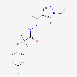 molecular formula C17H21ClN4O2 B5527220 2-(4-chlorophenoxy)-N'-[(1-ethyl-5-methyl-1H-pyrazol-4-yl)methylene]-2-methylpropanohydrazide 