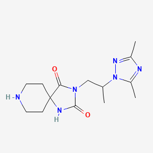 molecular formula C14H22N6O2 B5527228 3-[2-(3,5-dimethyl-1H-1,2,4-triazol-1-yl)propyl]-1,3,8-triazaspiro[4.5]decane-2,4-dione 