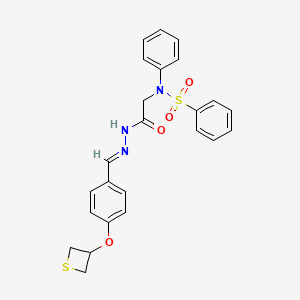 molecular formula C24H23N3O4S2 B5527236 N-(2-oxo-2-{2-[4-(3-thietanyloxy)benzylidene]hydrazino}ethyl)-N-phenylbenzenesulfonamide 